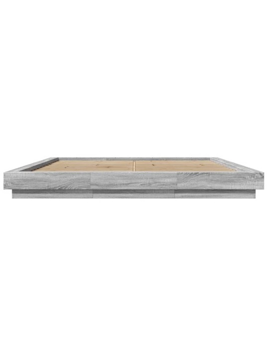 Gultas rāmis ar LED, pelēka ozola, 180x200cm, inženierijas koks