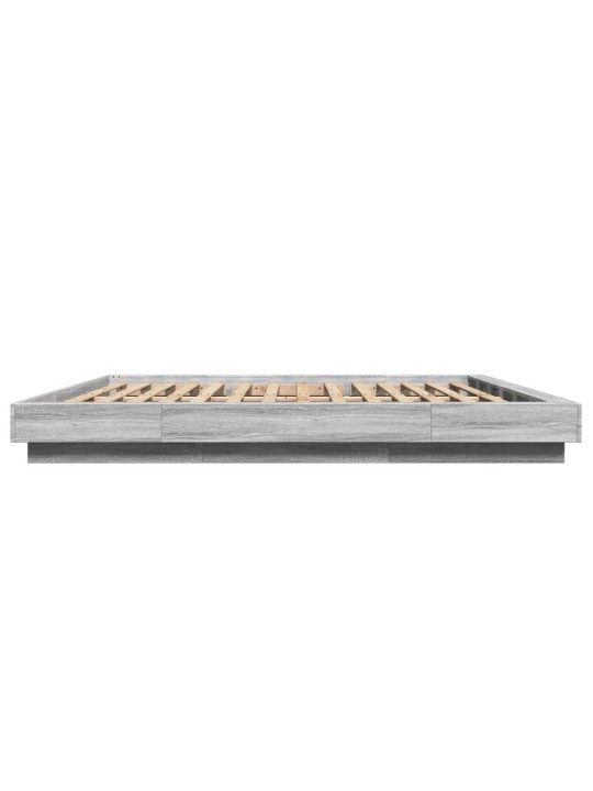 Gultas rāmis ar LED, pelēka ozola, 180x200cm, inženierijas koks