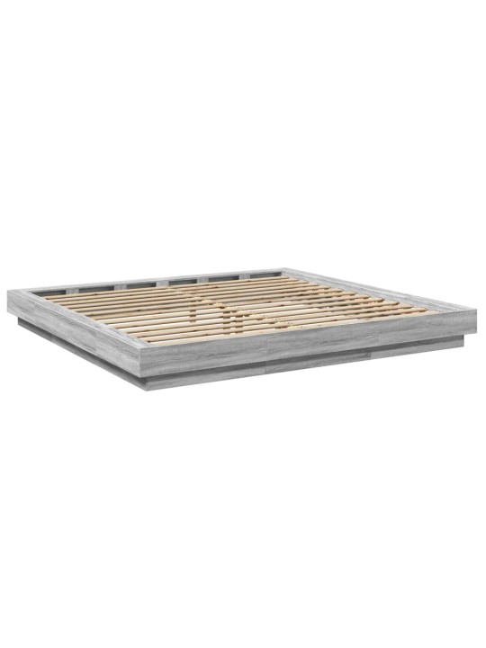 Gultas rāmis ar LED, pelēka ozola, 180x200cm, inženierijas koks