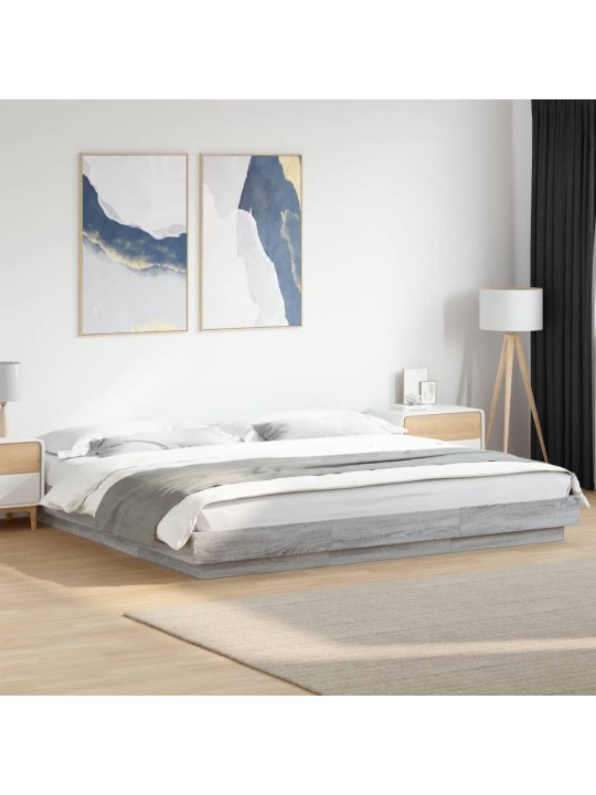 Gultas rāmis ar LED, pelēka ozola, 180x200cm, inženierijas koks