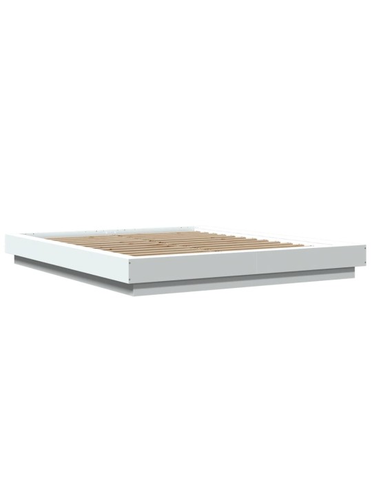 Gultas rāmis ar LED, balts, 160x200 cm, inženierijas koks