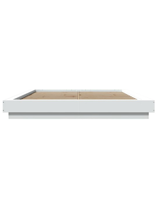 Gultas rāmis ar LED, balts, 160x200 cm, inženierijas koks