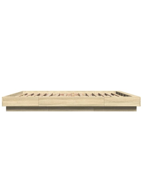 Gultas rāmis ar LED, ozola, 160x200 cm, inženierijas koks