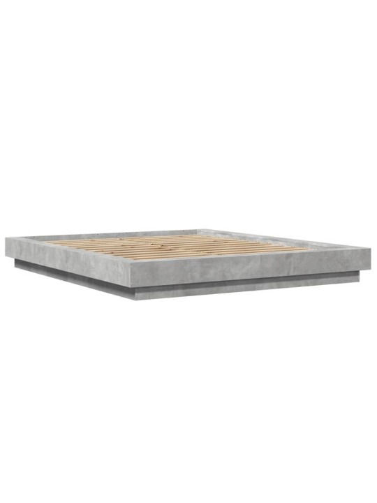 Gultas rāmis ar LED, betona pelēks,160x200cm, inženierijas koks