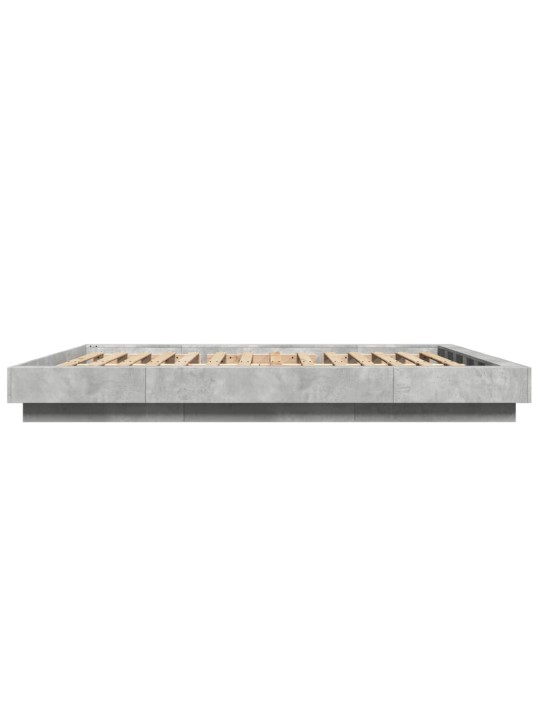 Gultas rāmis ar LED, betona pelēks,160x200cm, inženierijas koks
