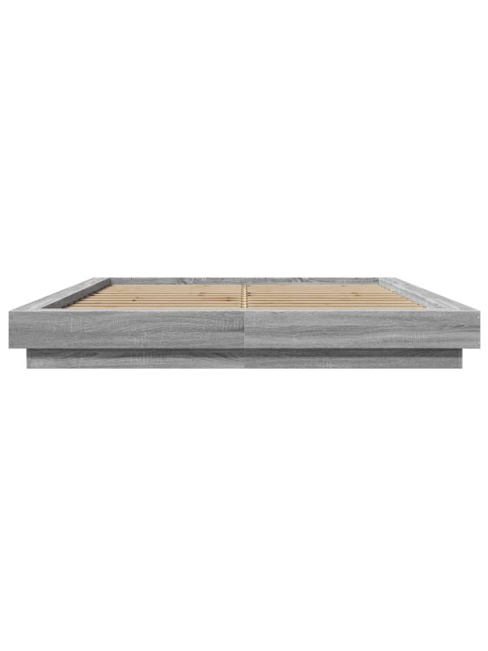 Gultas rāmis ar LED, pelēka ozola, 160x200cm, inženierijas koks