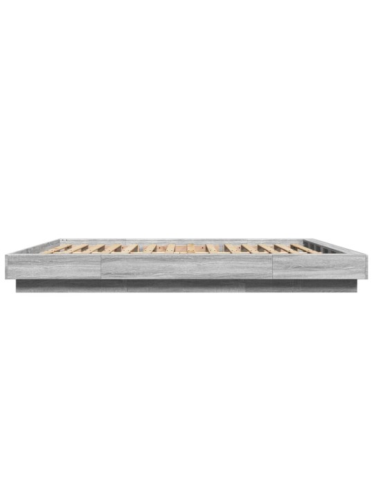 Gultas rāmis ar LED, pelēka ozola, 160x200cm, inženierijas koks