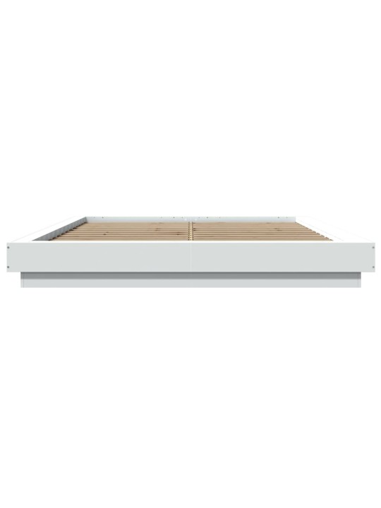 Gultas rāmis ar LED, balts, 150x200 cm, inženierijas koks