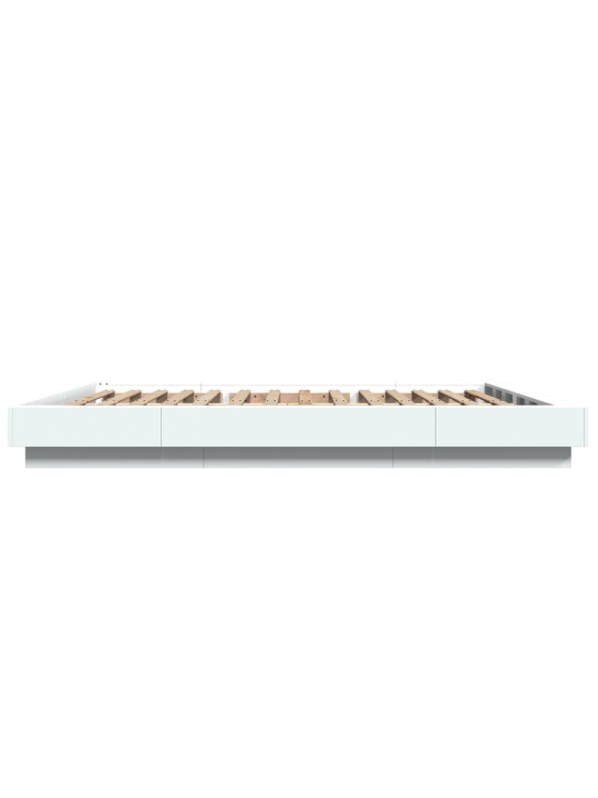 Gultas rāmis ar LED, balts, 150x200 cm, inženierijas koks