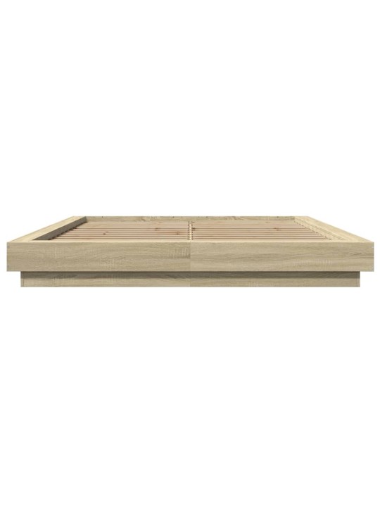 Gultas rāmis ar LED, ozola, 150x200 cm, inženierijas koks