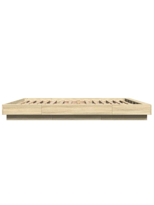 Gultas rāmis ar LED, ozola, 150x200 cm, inženierijas koks