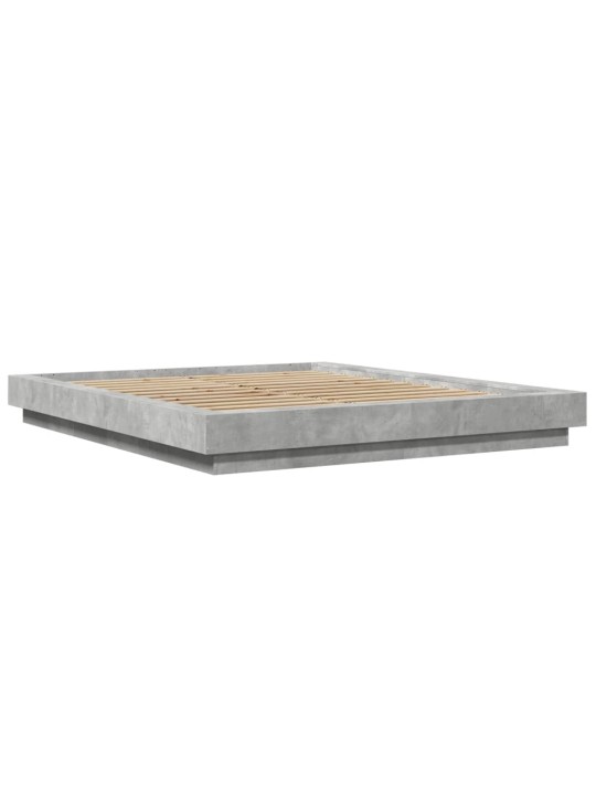 Gultas rāmis ar led, betona pelēks,150x200cm, inženierijas koks
