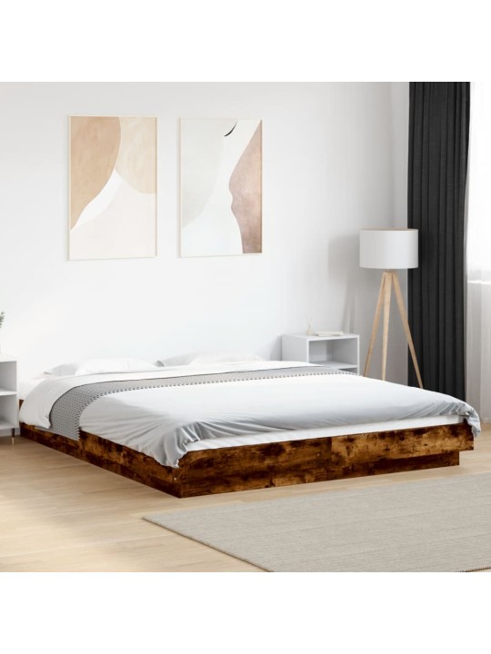 Gultas rāmis ar led, ozola, 150x200 cm, inženierijas koks