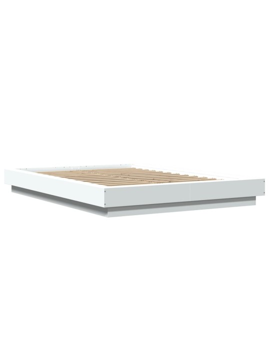 Gultas rāmis ar LED, balts, 140x200 cm, inženierijas koks