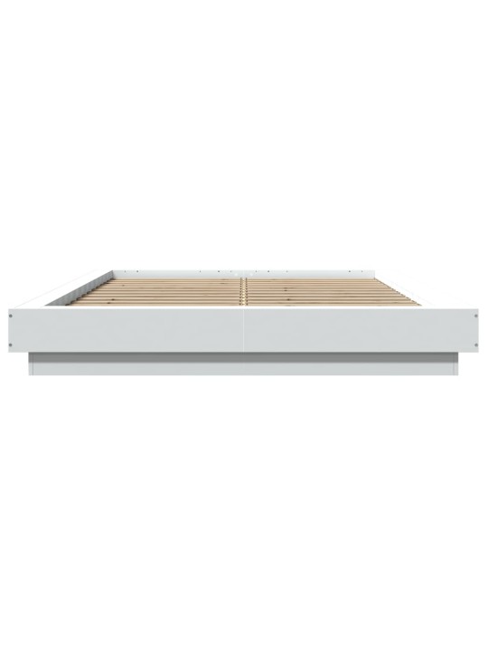 Gultas rāmis ar LED, balts, 140x200 cm, inženierijas koks