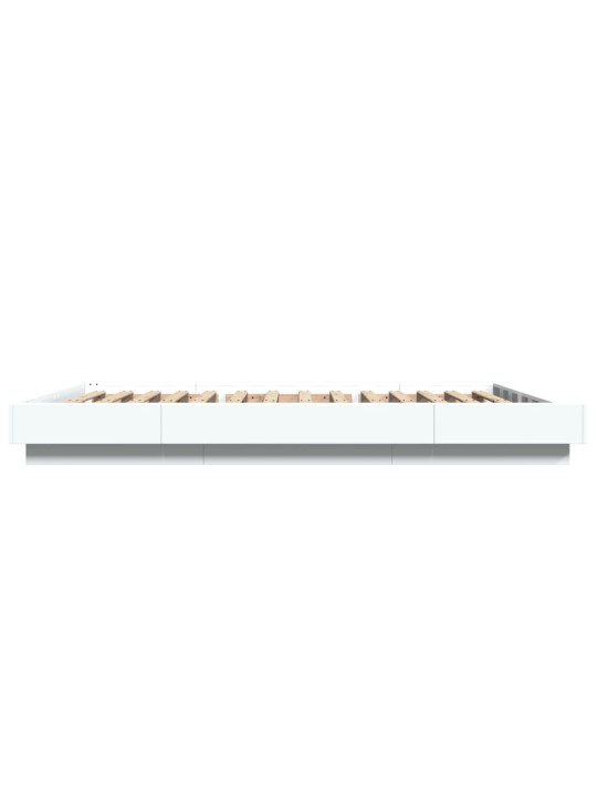 Gultas rāmis ar LED, balts, 140x200 cm, inženierijas koks