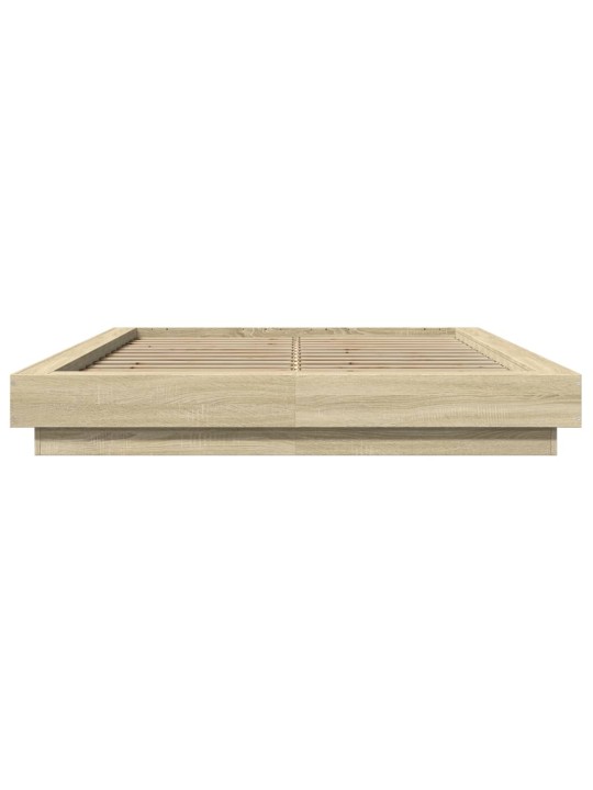 Gultas rāmis ar LED, ozola, 140x200 cm, inženierijas koks