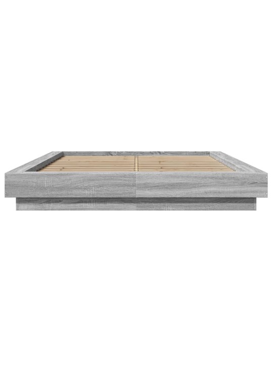 Gultas rāmis ar LED, pelēka ozola, 140x200cm, inženierijas koks