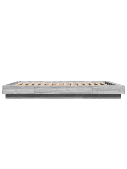 Gultas rāmis ar LED, pelēka ozola, 140x200cm, inženierijas koks