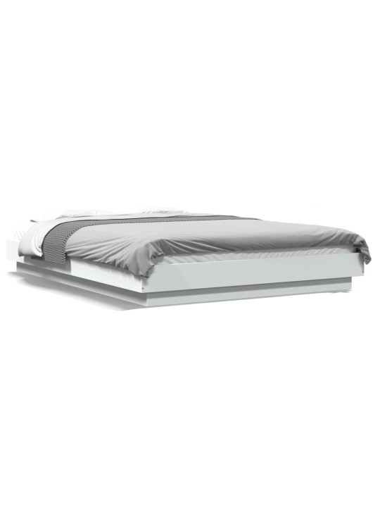 Gultas rāmis ar led, balts, 120x200 cm, inženierijas koks
