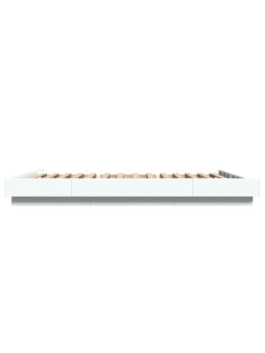 Gultas rāmis ar led, balts, 120x200 cm, inženierijas koks