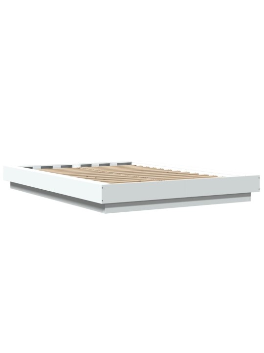 Gultas rāmis ar led, balts, 120x200 cm, inženierijas koks