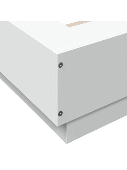 Gultas rāmis ar led, balts, 120x200 cm, inženierijas koks