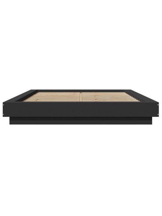 Gultas rāmis ar led, melns, 120x200 cm, inženierijas koks