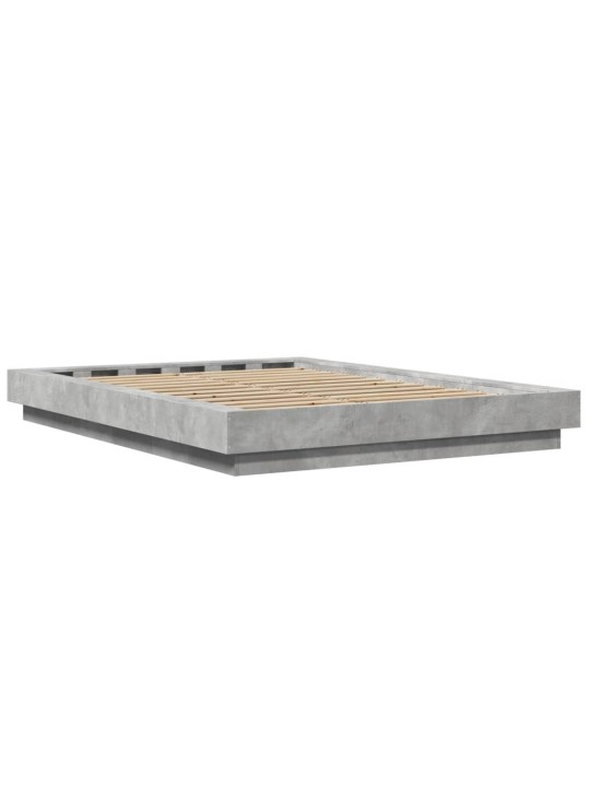 Gultas rāmis ar led, betona pelēks,120x200cm, inženierijas koks
