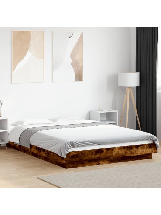 Gultas rāmis ar LED, ozola, 120x200 cm, inženierijas koks