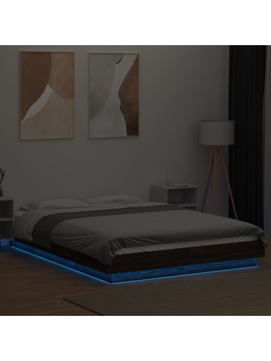 Gultas rāmis ar led, brūns, 120x200 cm, inženierijas koks