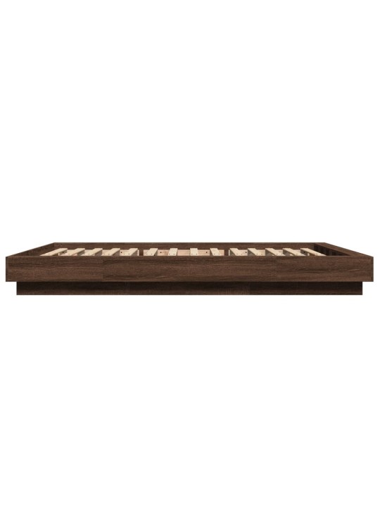 Gultas rāmis ar led, brūns, 120x200 cm, inženierijas koks