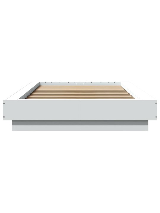 Gultas rāmis ar LED, balts, 100x200 cm, inženierijas koks