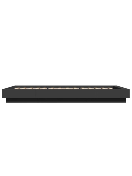 Gultas rāmis ar LED, melns, 100x200 cm, inženierijas koks