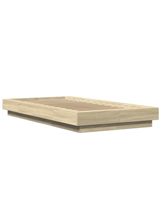 Gultas rāmis ar LED, ozolkoka , 100x200 cm, inženierijas koks