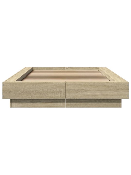 Gultas rāmis ar LED, ozolkoka , 100x200 cm, inženierijas koks