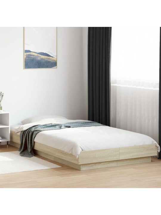 Gultas rāmis ar LED, ozolkoka , 100x200 cm, inženierijas koks