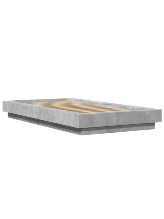 Gultas rāmis ar led, betona pelēks,100x200cm, inženierijas koks