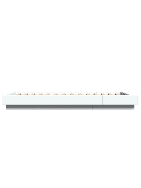 Gultas rāmis ar LED, balts, 90x200 cm, inženierijas koks