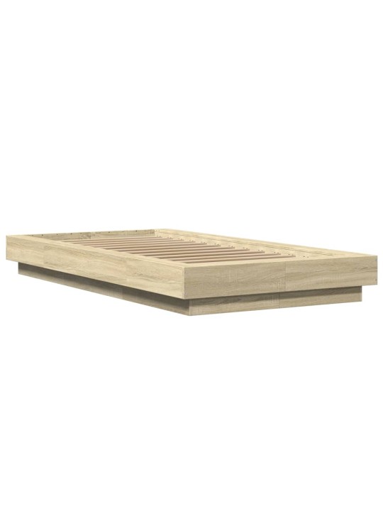 Gultas rāmis ar LED, ozolkoka, 90x200 cm, inženierijas koks