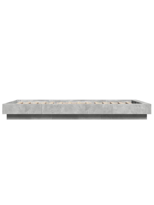 Gultas rāmis ar LED, betona pelēks, 90x200cm, inženierijas koks