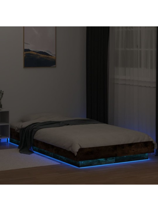Gultas rāmis ar LED, ozolkoka, 90x200 cm, inženierijas koks