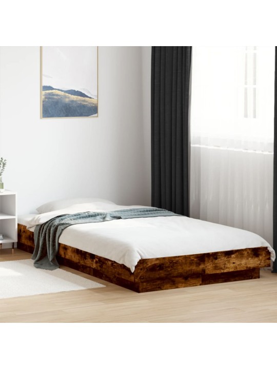 Gultas rāmis ar LED, ozolkoka, 90x200 cm, inženierijas koks