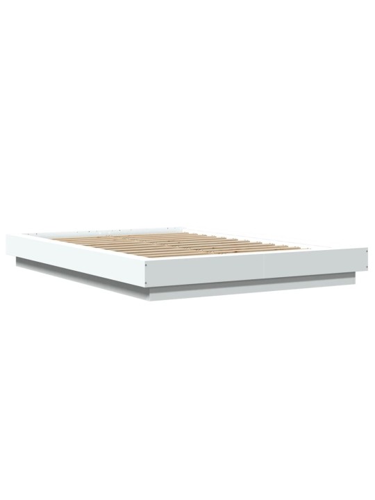 Gultas rāmis ar LED, balts, 140x190 cm, inženierijas koks