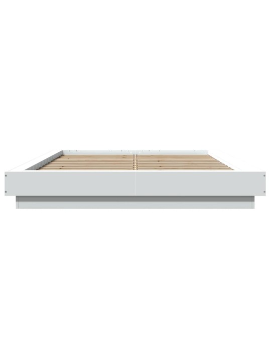 Gultas rāmis ar LED, balts, 140x190 cm, inženierijas koks