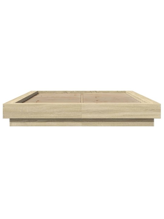 Gultas rāmis ar LED, ozola, 140x190 cm, inženierijas koks