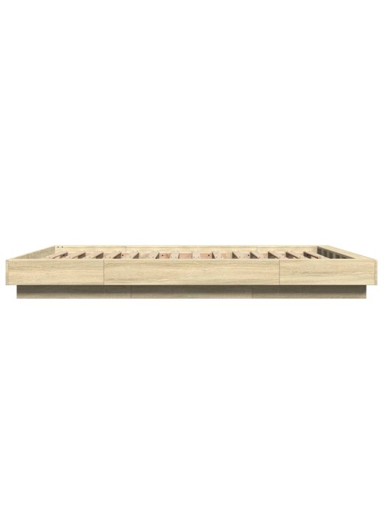 Gultas rāmis ar LED, ozola, 140x190 cm, inženierijas koks