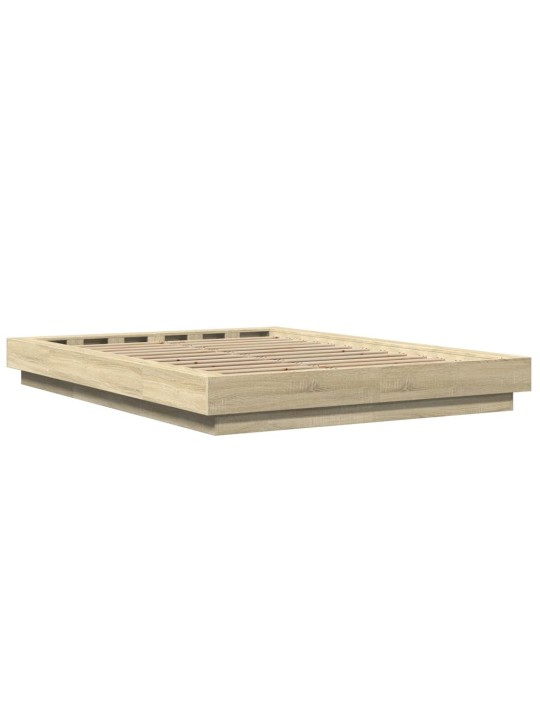 Gultas rāmis ar LED, ozola, 140x190 cm, inženierijas koks