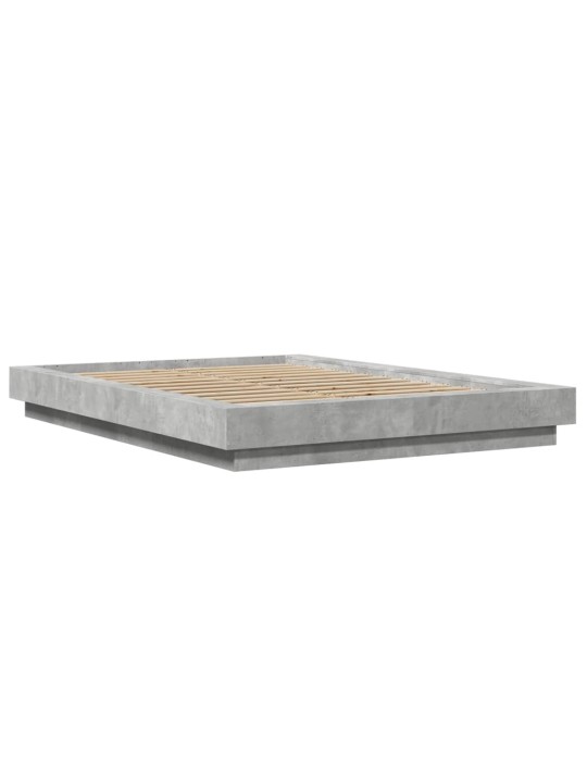 Gultas rāmis ar led, betona pelēks,140x190cm, inženierijas koks