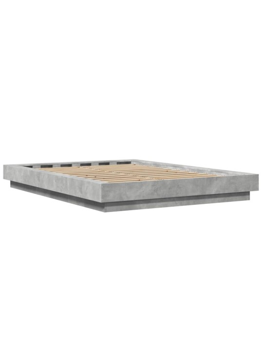 Gultas rāmis ar led, betona pelēks,140x190cm, inženierijas koks